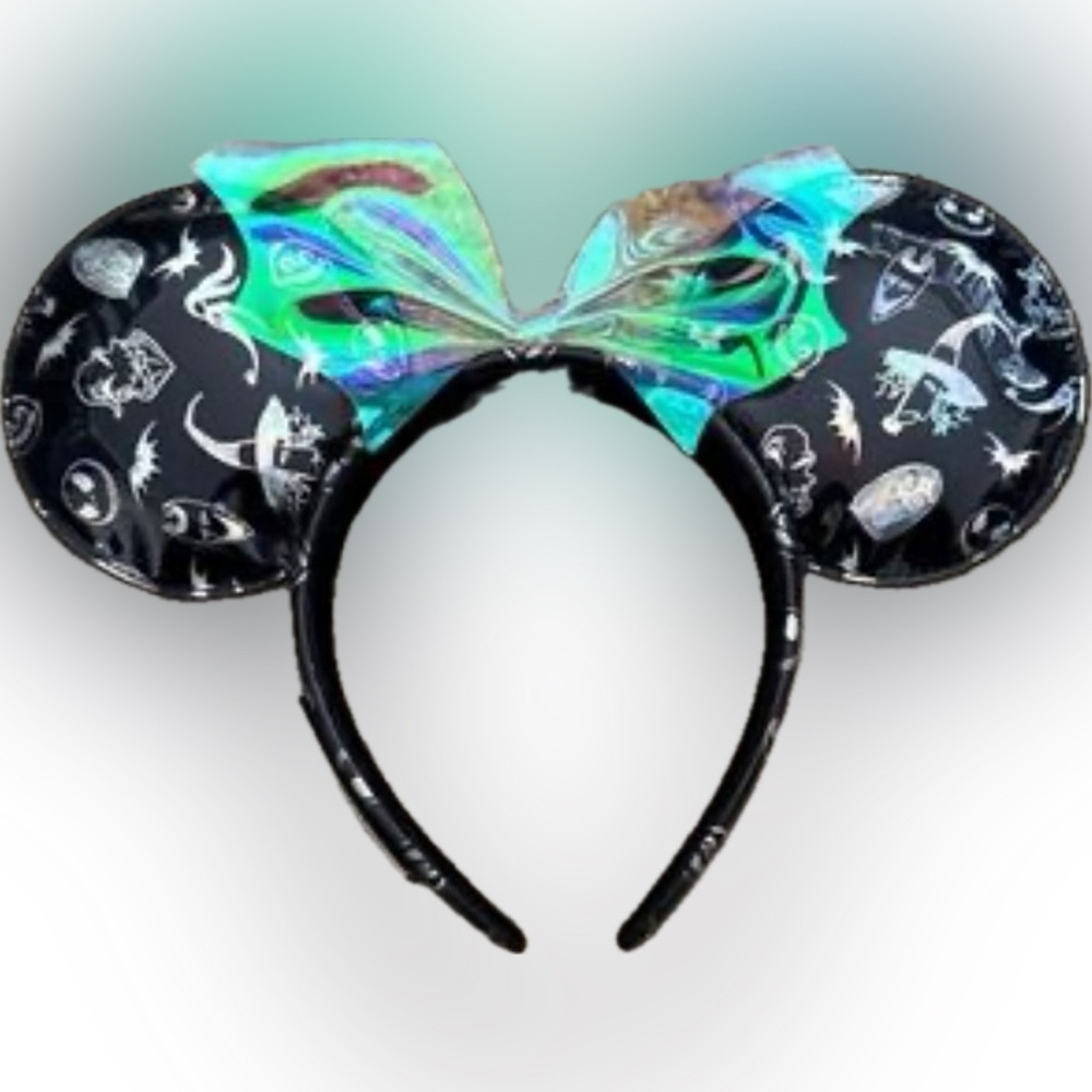 Loungefly Minnie Mouse ears inspired by The Nightmare Before Christmas.
